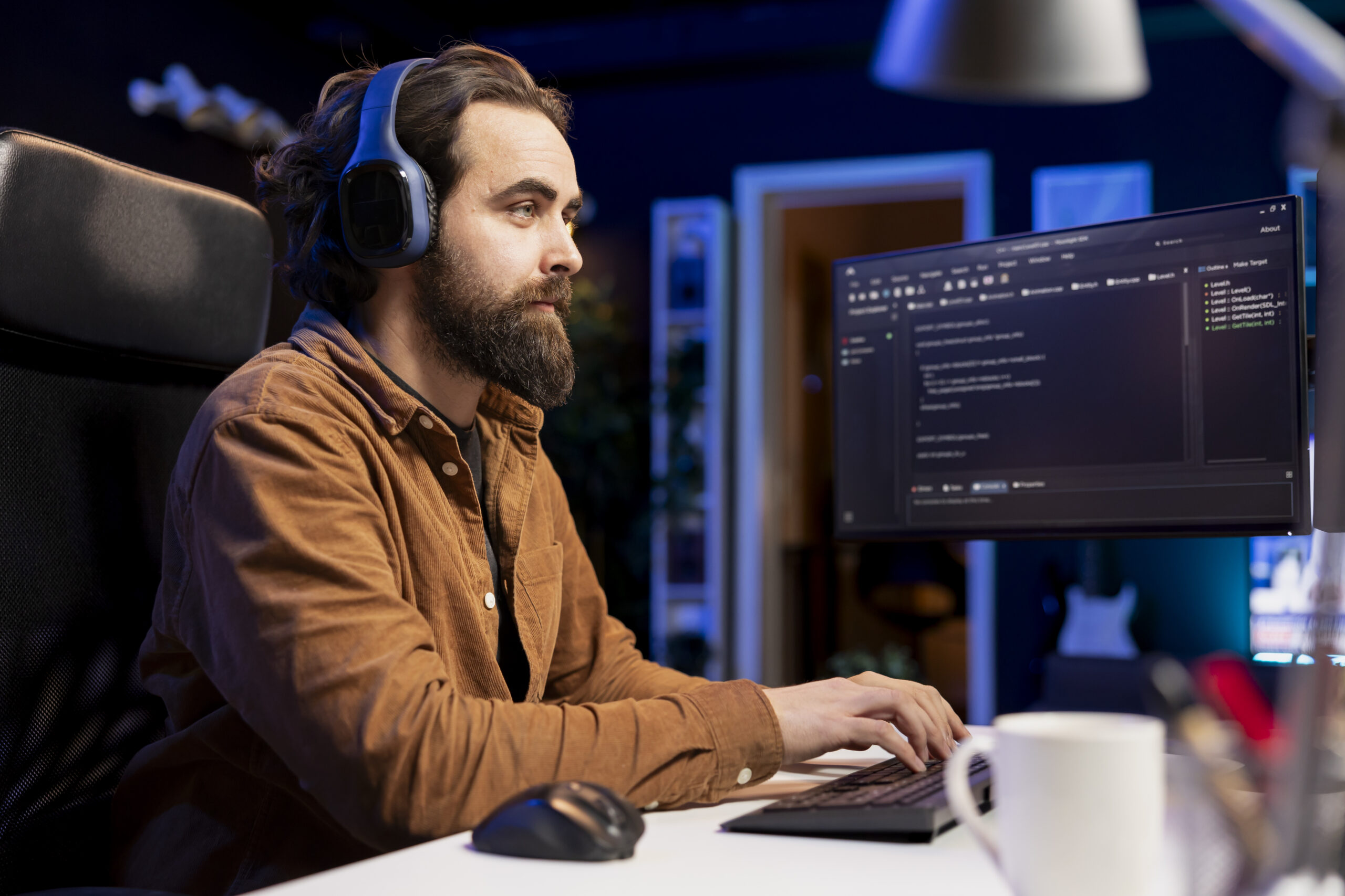 Cybersecurity Expert Enjoying Audiobooks, Using Pc To Patch Security Exposures - PAVON | Contabilidade em São Paulo