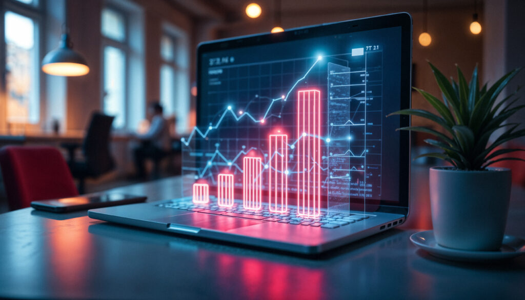 Laptop With Graph Showing Business Progress - PAVON | Contabilidade em São Paulo